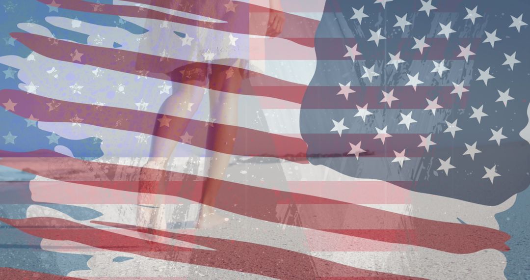 Blending Patriotism with Relaxation: American Flag on Coastal Walk