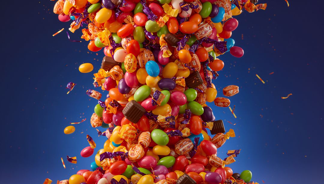 Colorful Sweets Cascading with Candy Explosion