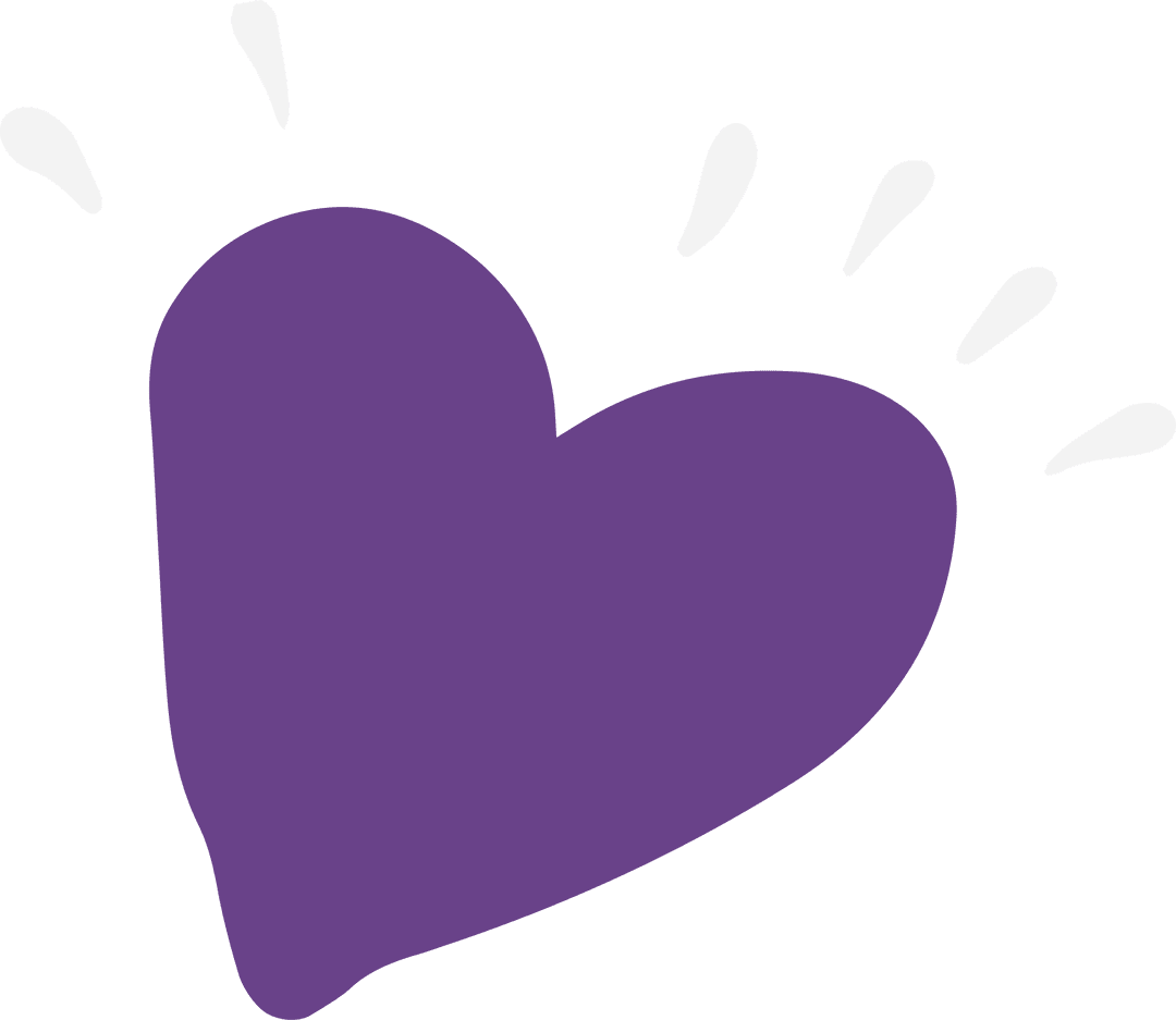 Stylized Purple Heart Icon on Transparent Background with White Accents