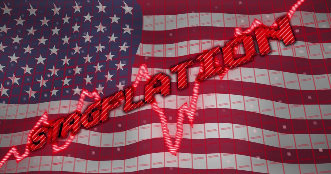 Economic Concept of Stagflation with US Flag and Data Visualization