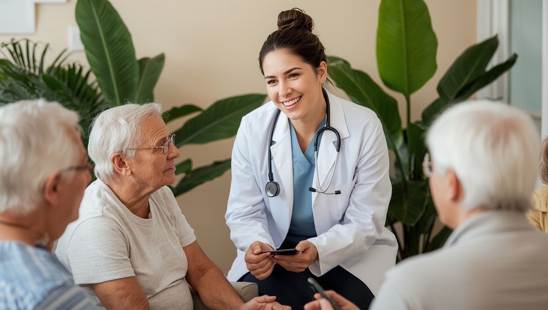 Doctor Engages with Seniors in Consultative Setting