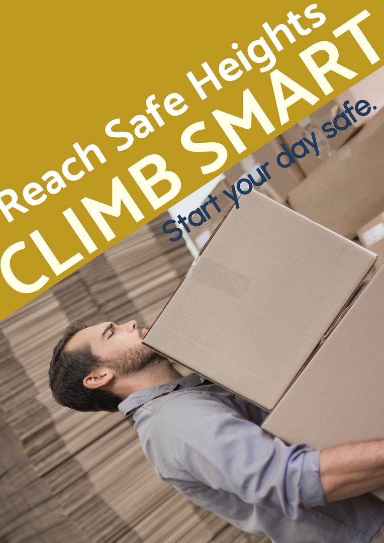 Worker Carrying Heavy Boxes Promotes Safety Awareness