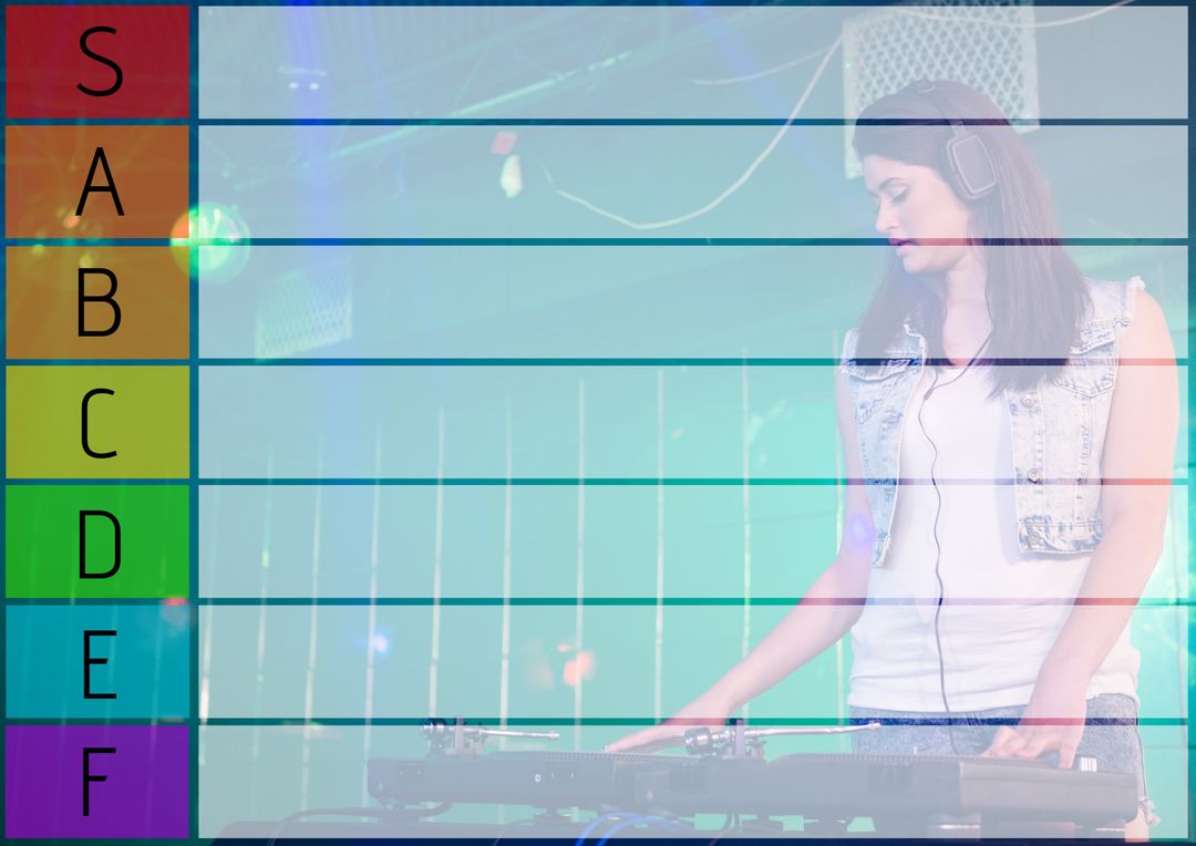 Female DJ Mixing Music in Vibrant Setting