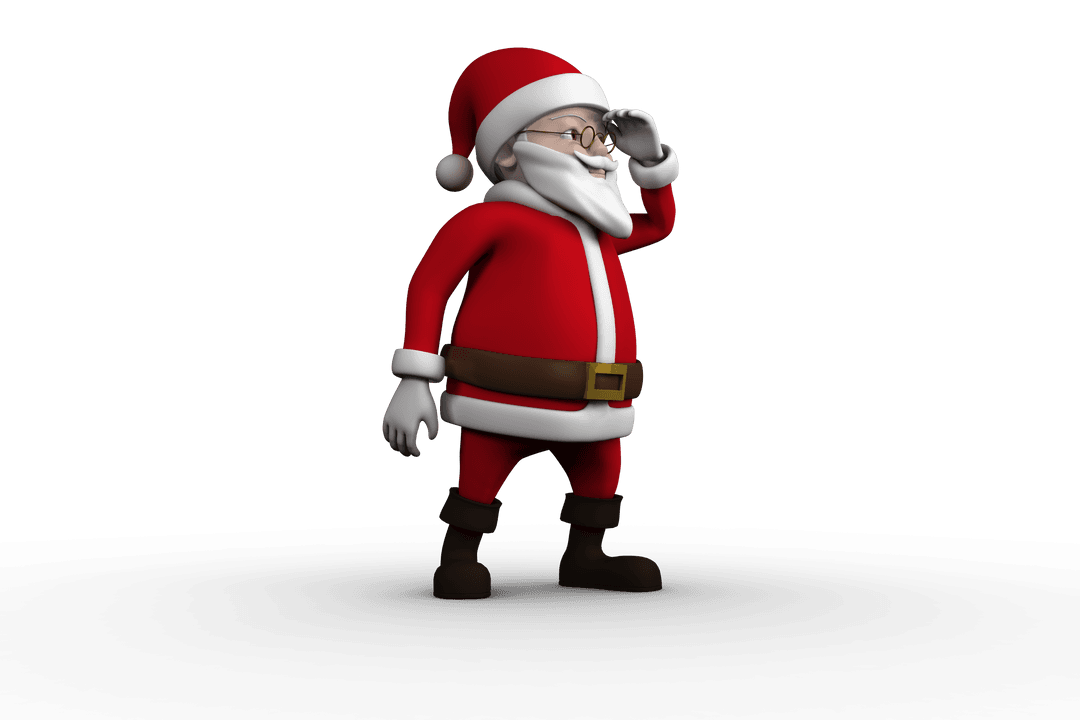 Digital Santa Claus Looking Away on Transparent Background