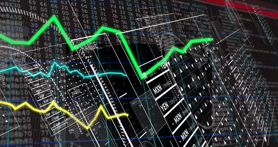 Digital Trading Dashboard with 3D Line Charts