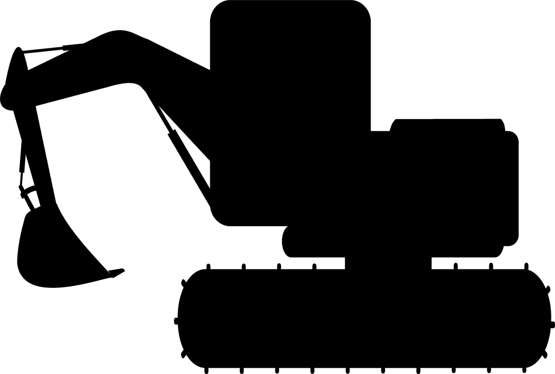 Silhouette of Excavator on Transparent Background