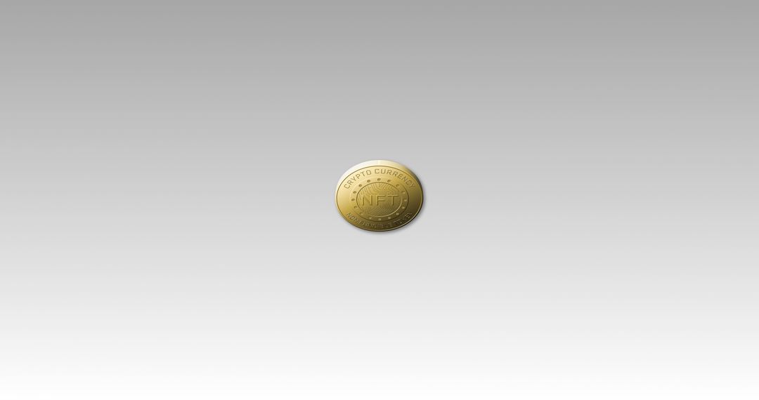 Golden NFT Coin Spinning on Grey Gradient Background