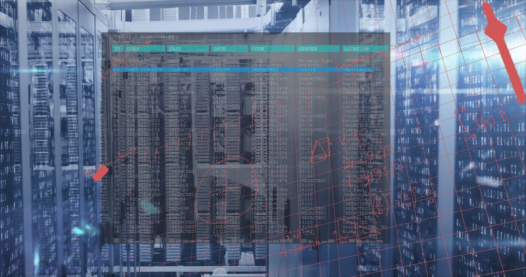 Data Processing and Mathematical Equations in Modern Server Room