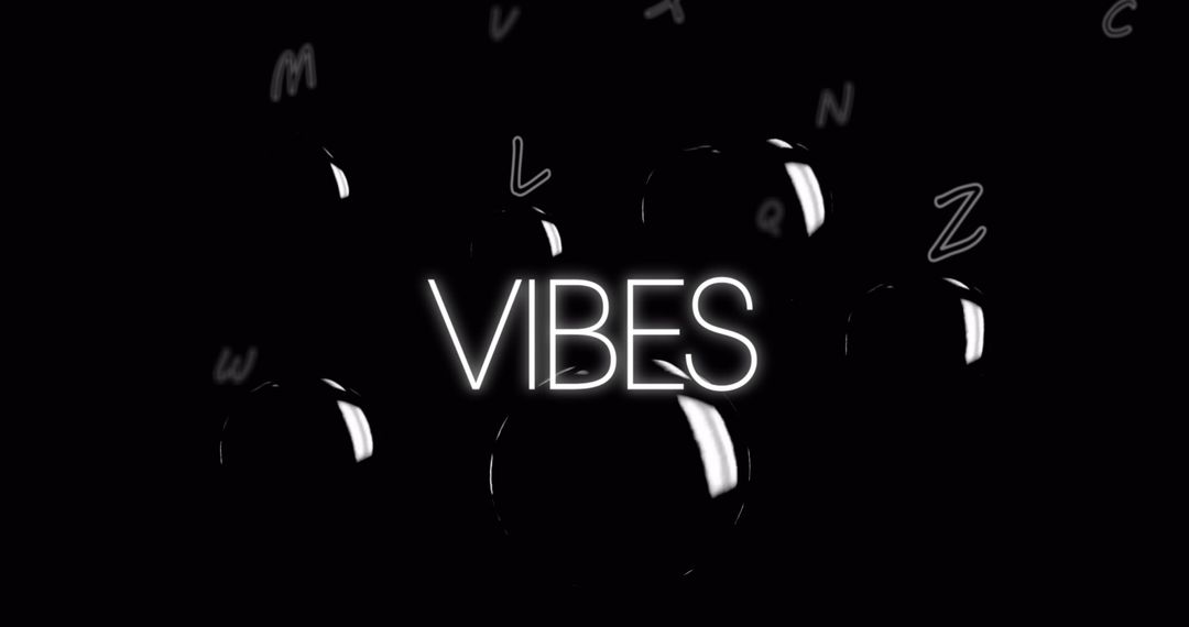 Glowing Vibes with Falling Letters on Dark Background
