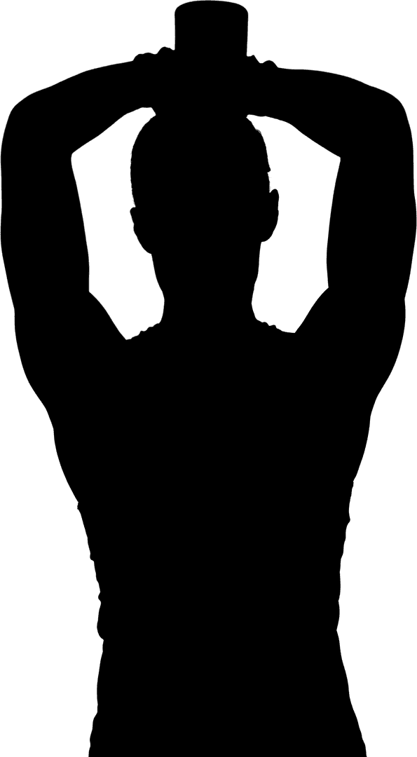 Transparent Silhouette of Man Lifting Dumbbell for Fitness