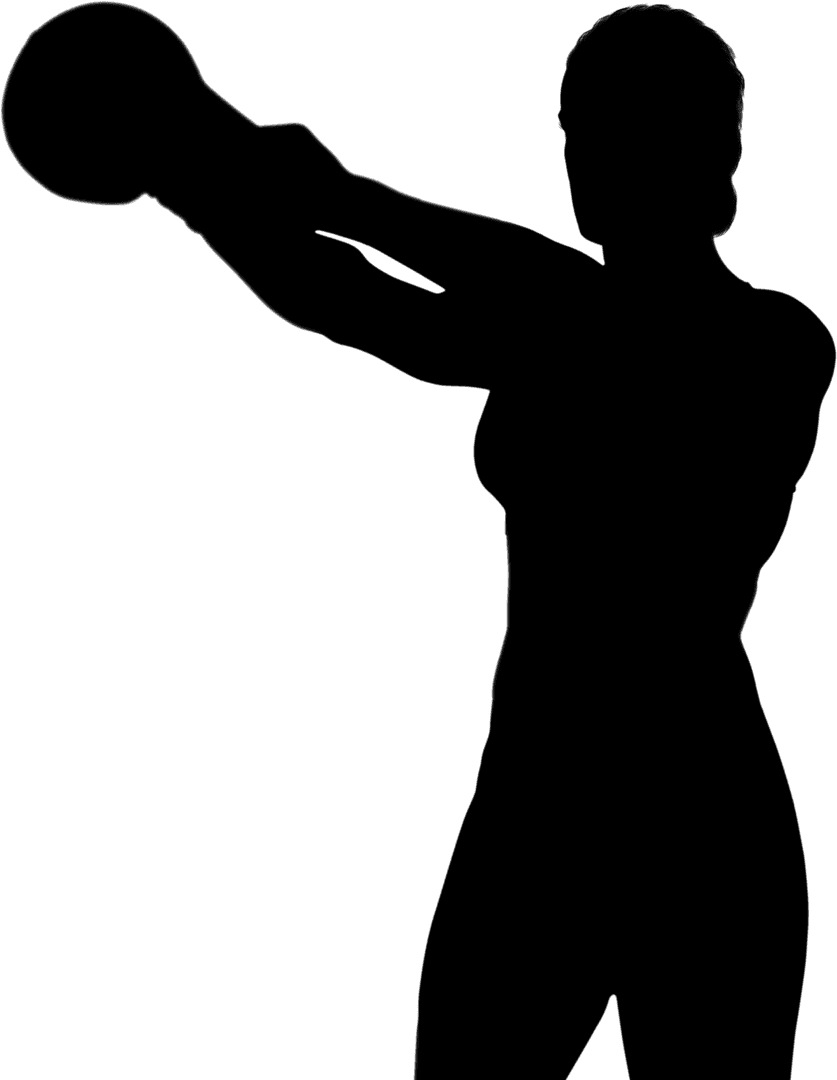 Silhouette of Woman Exercising on Transparent Background