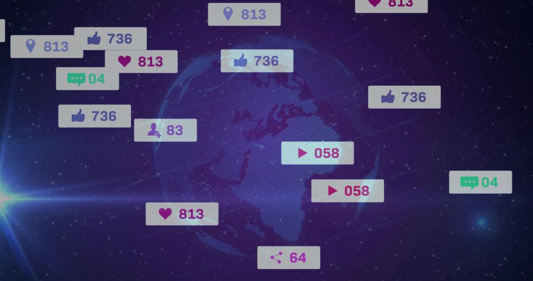 Global Social Media Metric Futuristic Digital Sphere Interface