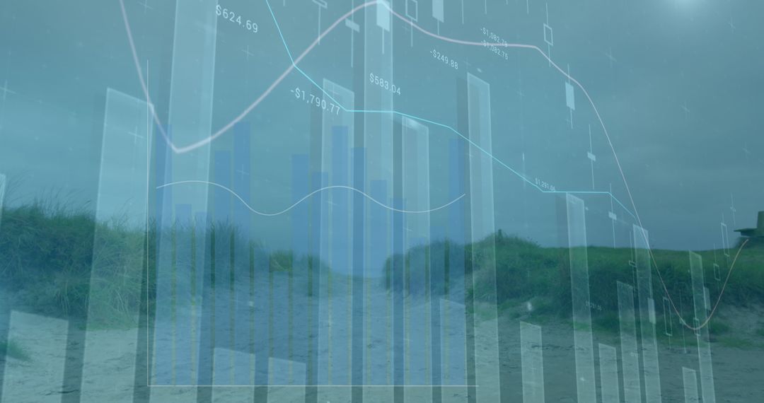 Financial Data Overlay on Idyllic Nature Scene