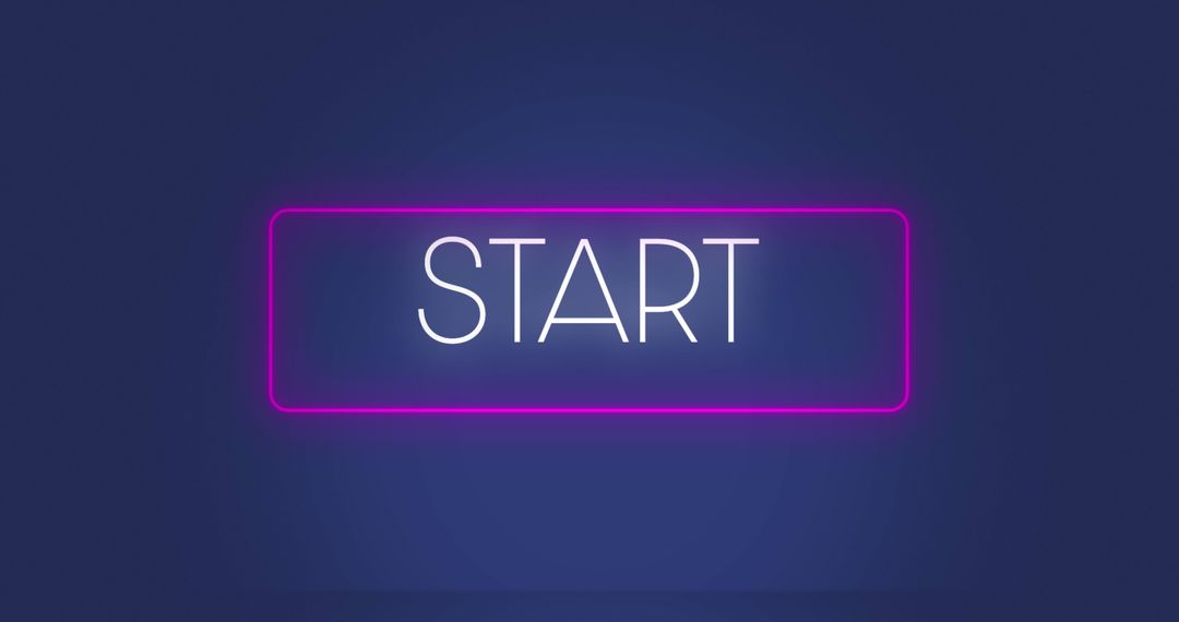 Neon Start Button on Blue Background for Tech Interface