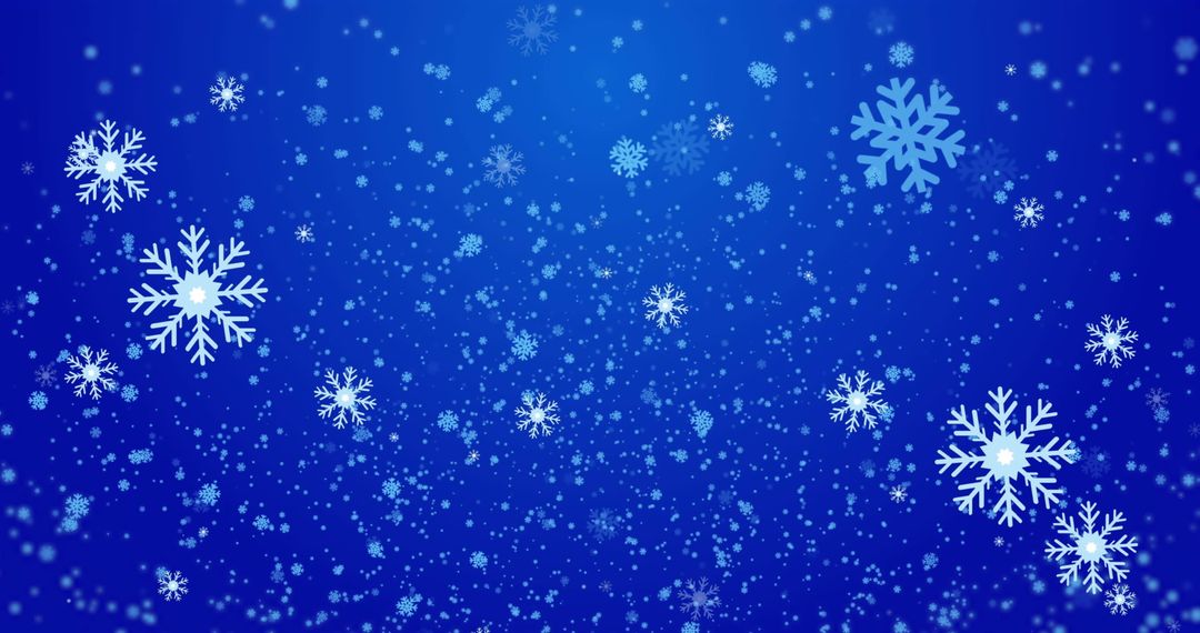 Snowflakes Falling on Vibrant Blue Backdrop