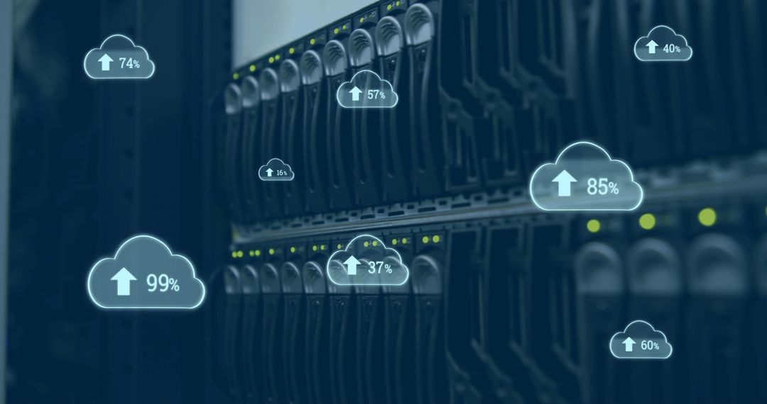 Cloud Computing Data Upload Graphics Over Server Racks - Free Images, Stock Photos and Pictures on Pikwizard.com