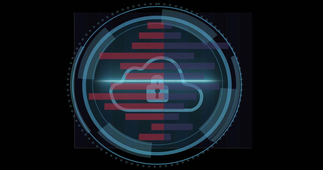 Cybersecurity Cloud Lock with Data Interface Visualization