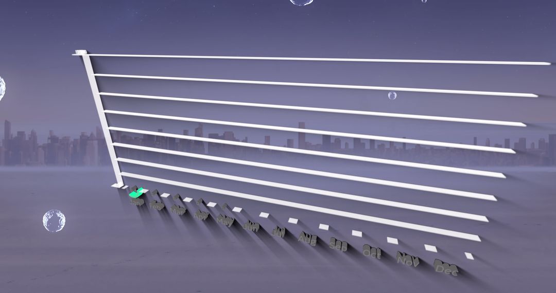 Abstract 3D Graph with Futuristic Elements Against Violet Background