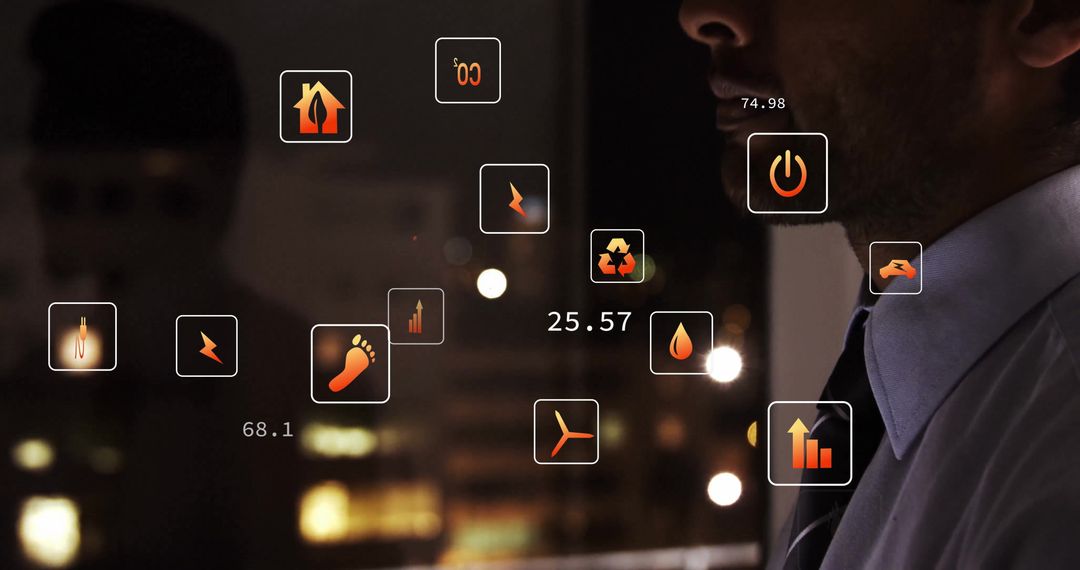 Business Professional Analyzing Sustainability Metrics on Digital Interface