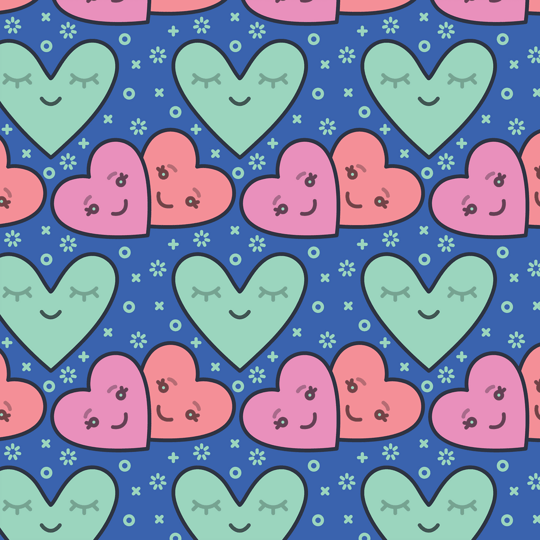 Colorful Heart Pattern on Transparent Background