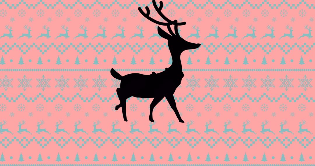 Silhouette Reindeer on Festive Christmas Pattern - Free Images, Stock Photos and Pictures on Pikwizard.com