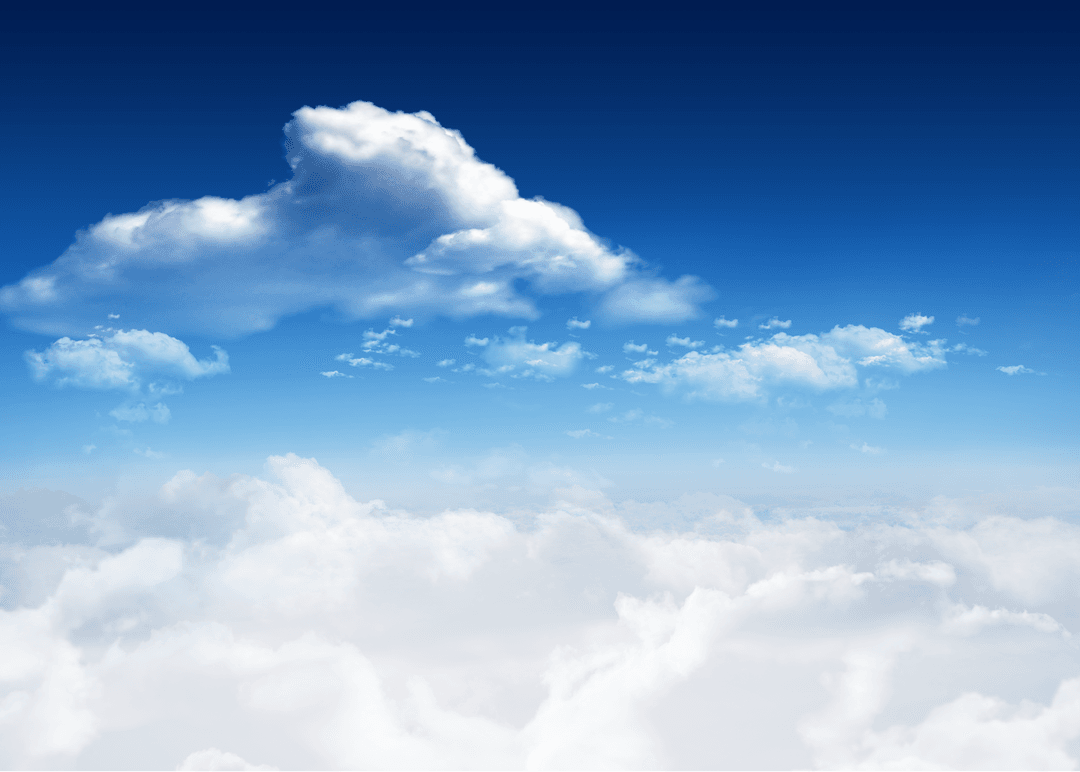 Digital Transparent Sky View with Puffy Clouds Isolated