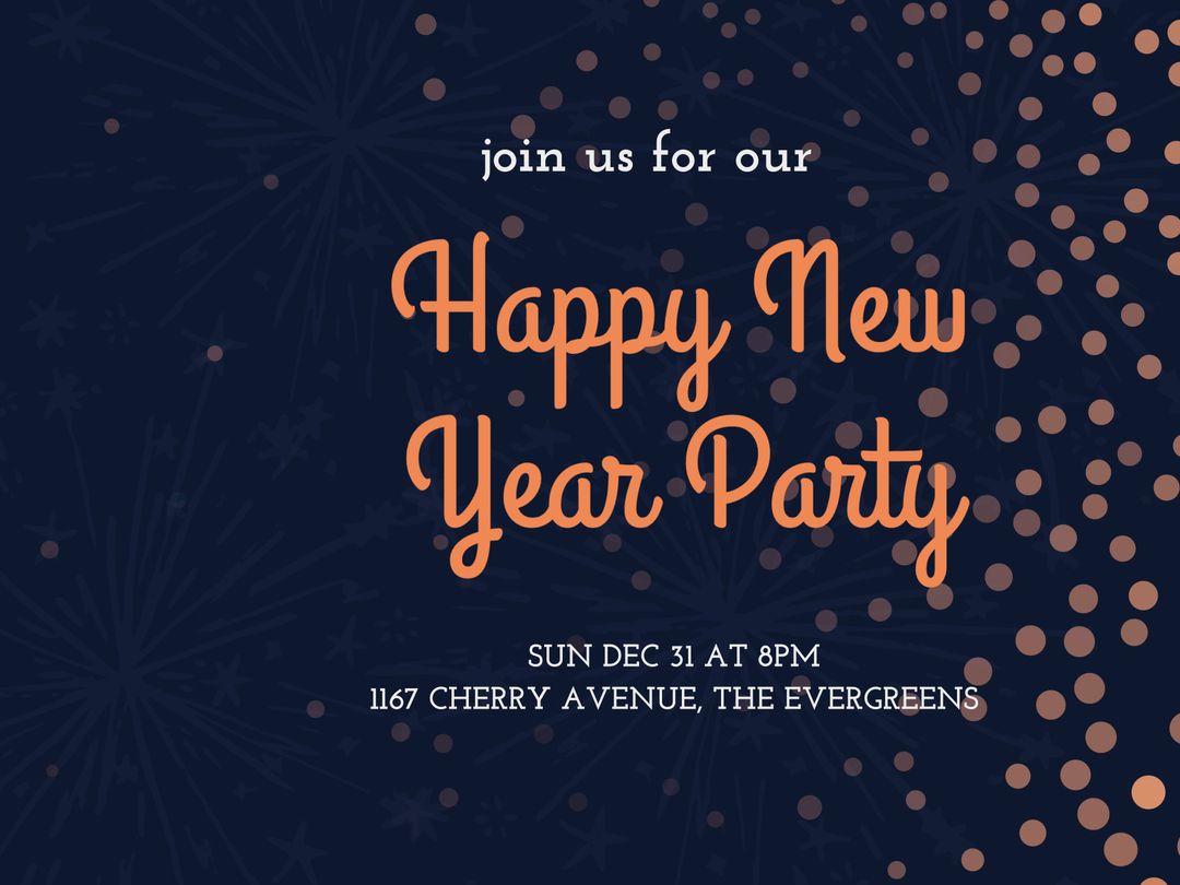 Festive New Year Party Invitation with Fireworks Design