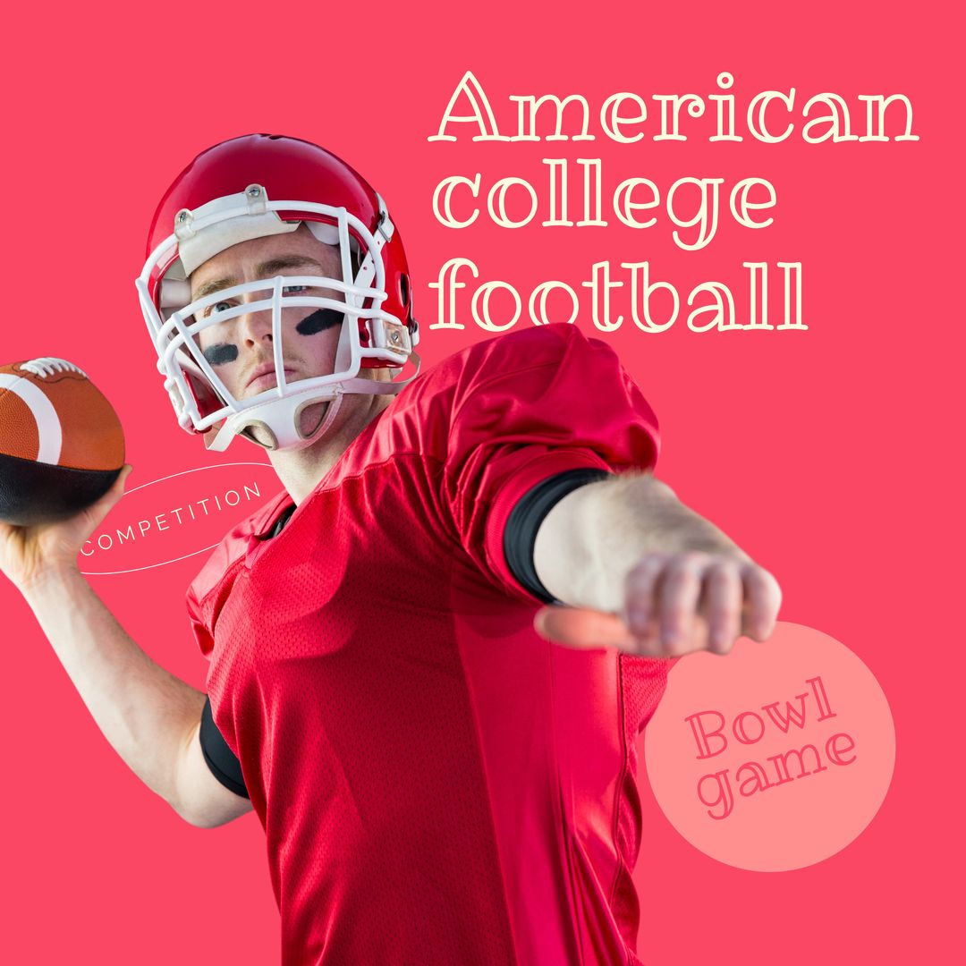 College Football Quarterback in Red Uniform Ready for Action - Download Free Stock Templates Pikwizard.com