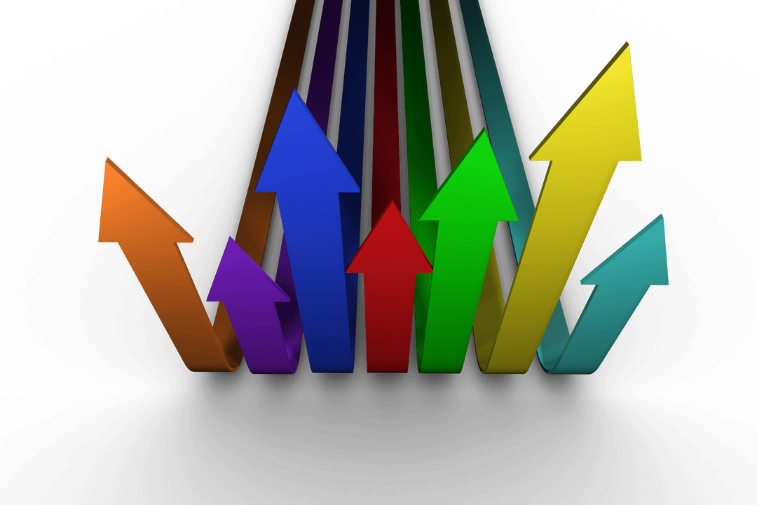 Colorful Arrows on Transparent Background Direction and Shapes