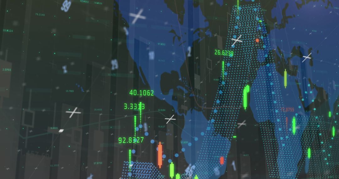 Global Financial Data Visualization with Digital Interface Background