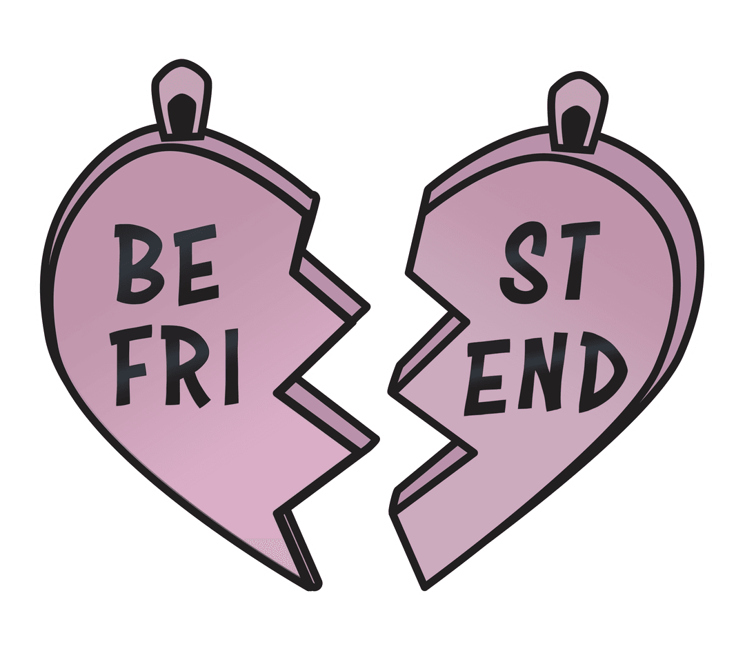 Transparent Broken Heart Illustration With Best Friend Text