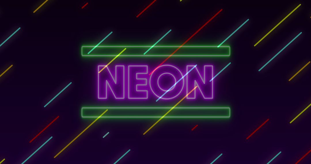 Vibrant Neon Word with Colorful Motion Streaks on Black