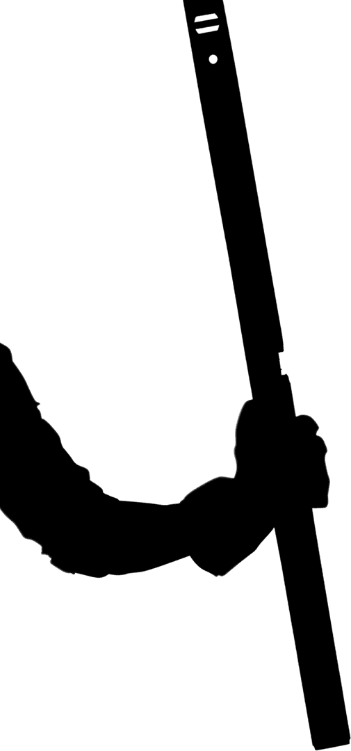 Silhouette of Man Holding Level on Transparent Background