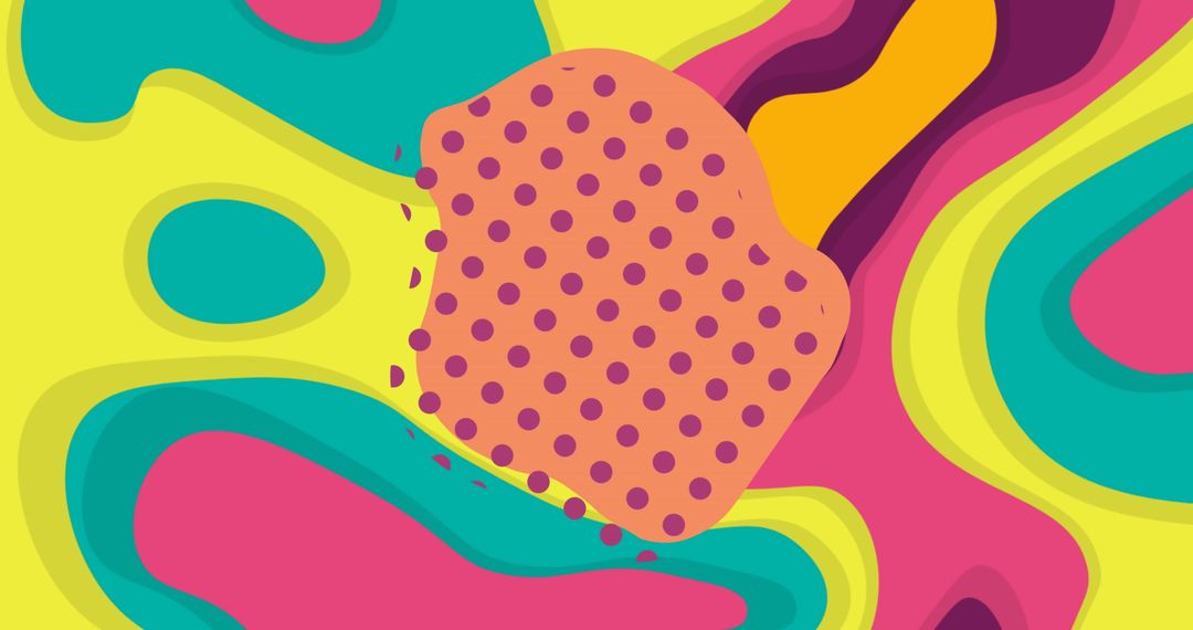 Abstract Colorful Retro Dots on Neon Ripple Pattern