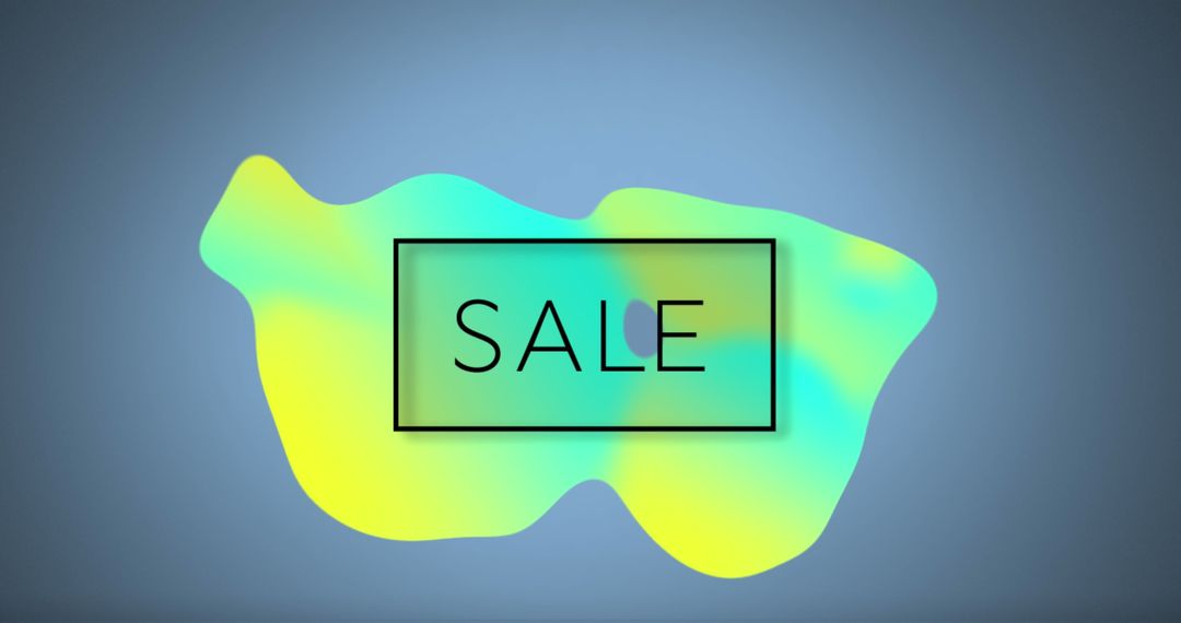 Vibrant Graphic Design with Sale Text on Blue Backdrop