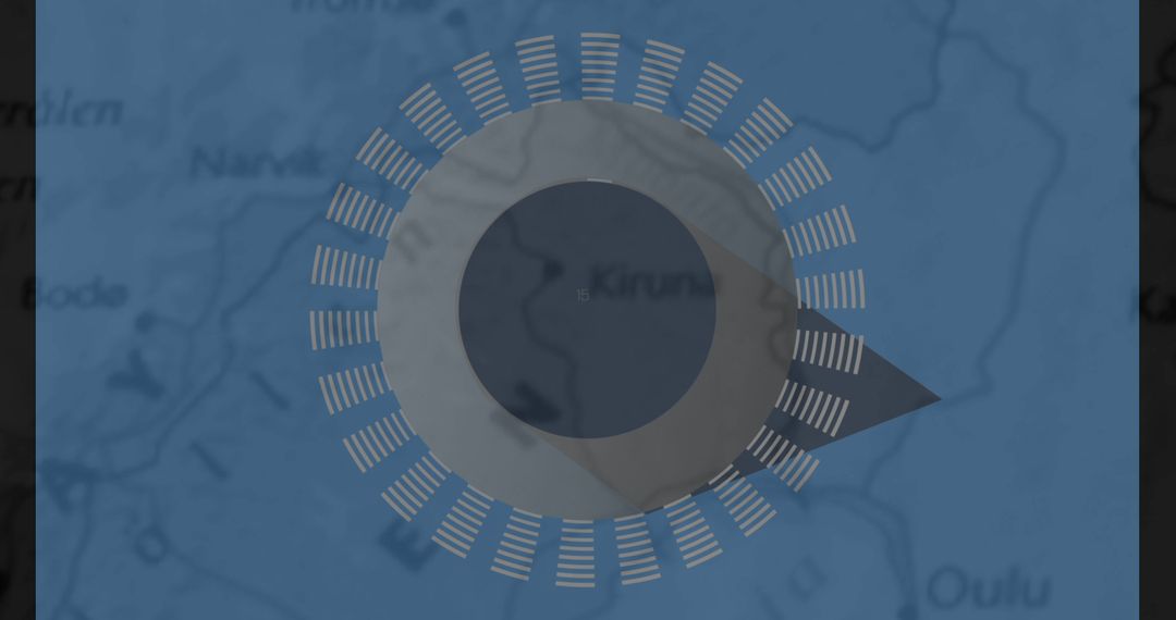 Digital Interface with Circular Scanner on Blue Map