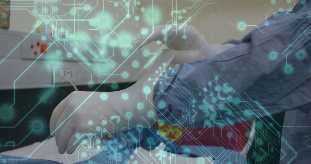 Advanced Medical Technology - Gloved Hands and Digital Interface Integration