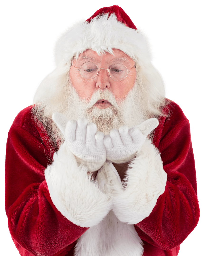 Santa Claus Blowing Kiss Transparent Background PNG