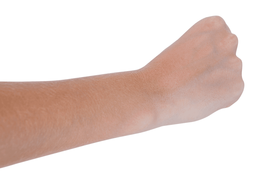Caucasian Fist in Neutral Stance on Transparent Background