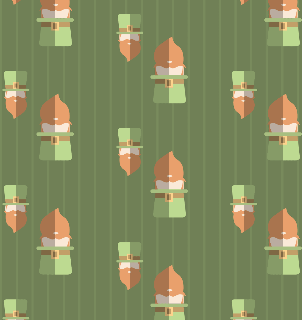 Seamless Transparent St. Patrick's Day Leprechaun Pattern PNG