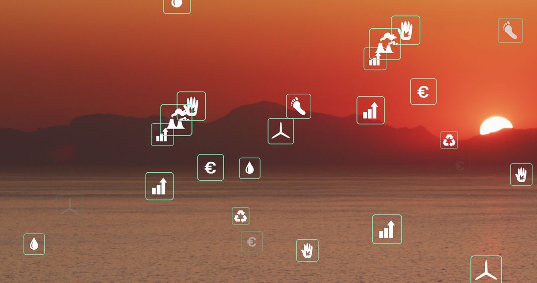 Sustainable Energy and Ecology Digital Concept Over Sunset
