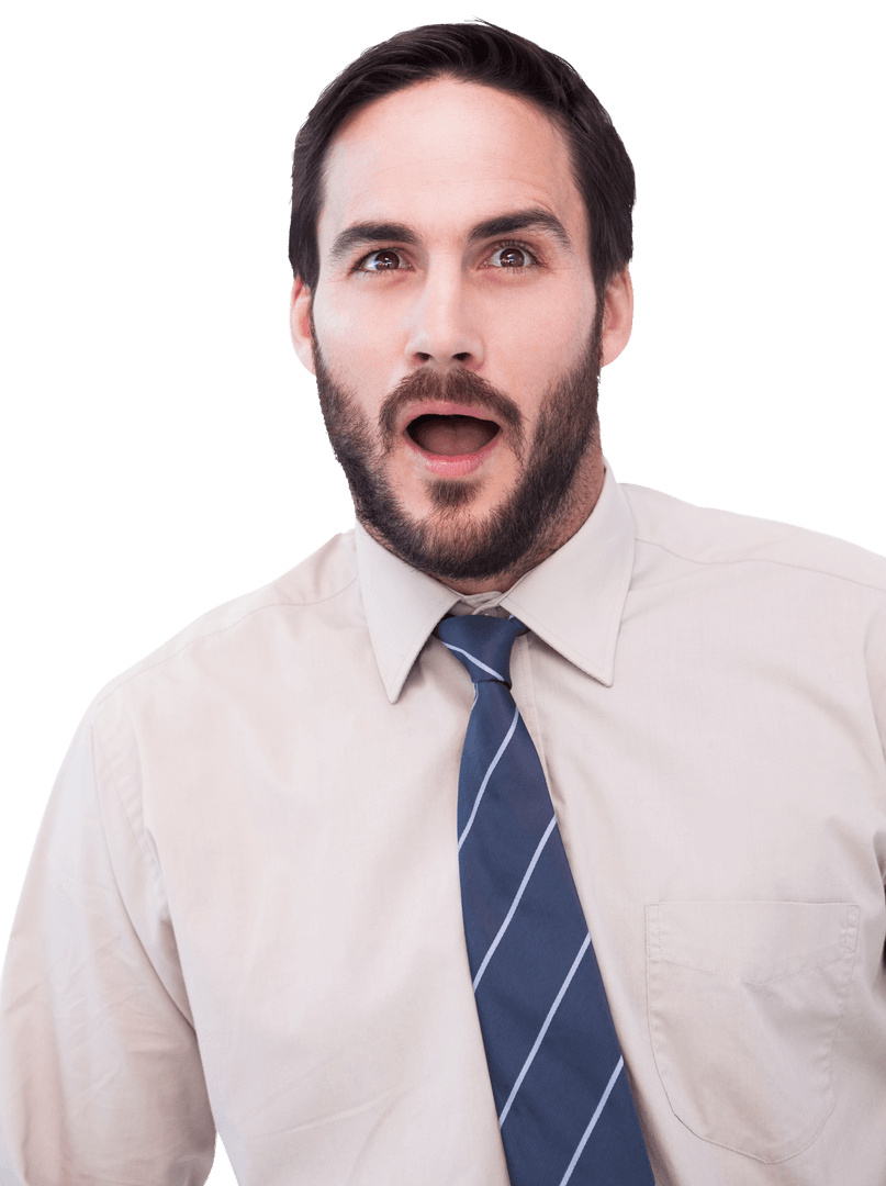 Shocked Businessman Office Attire Expression Transparent Background