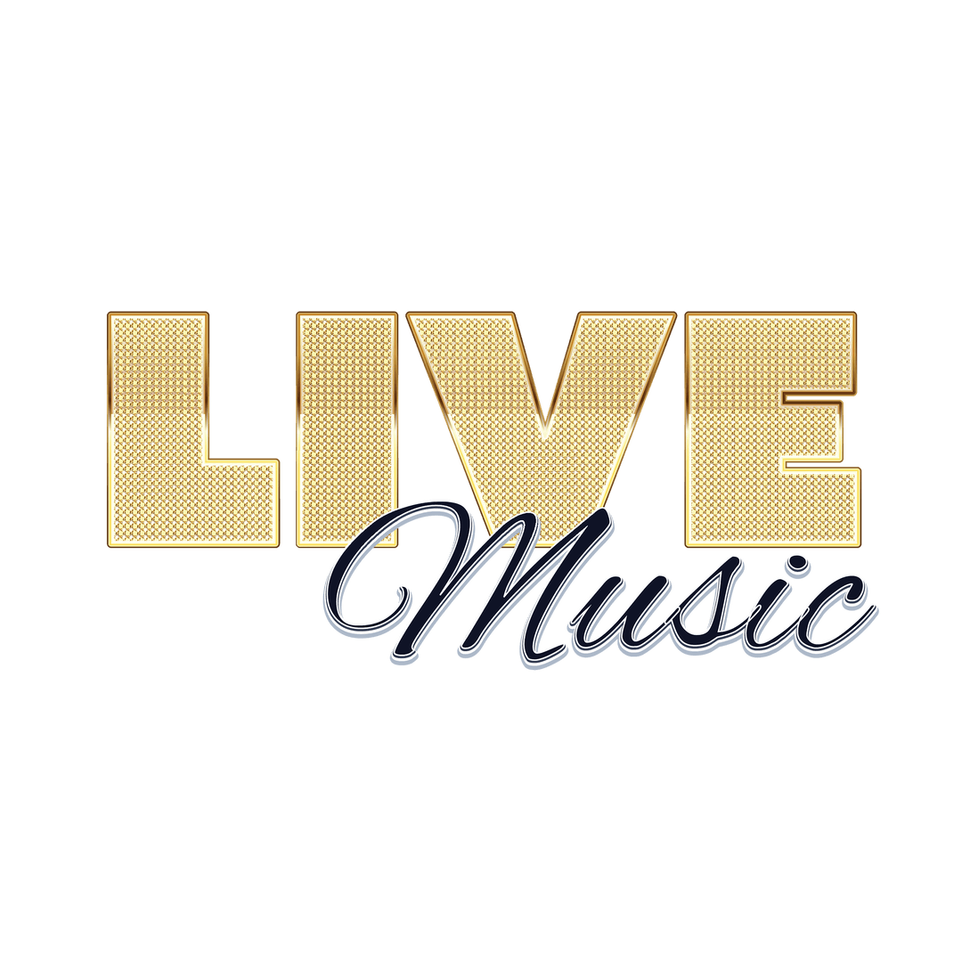 Transparent Live Music Neon Style Typography Vector