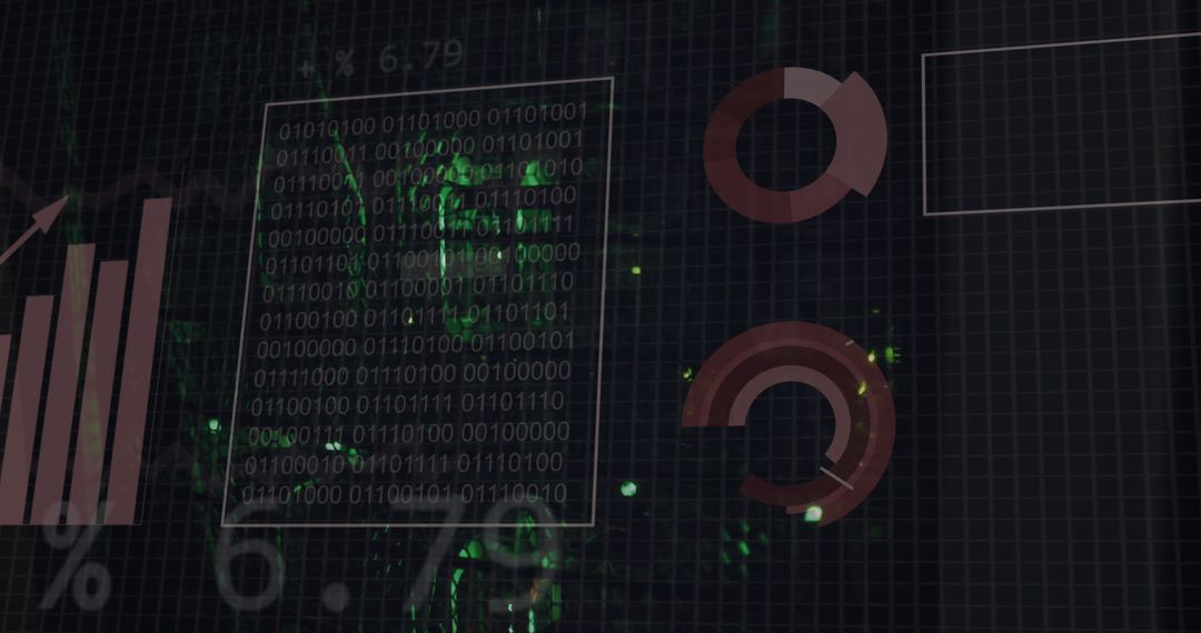 Binary Code Overlay with Digital Graphs and Charts - Free Images, Stock Photos and Pictures on Pikwizard.com
