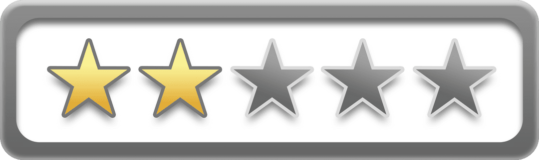 Transparent Two Star Rating Icon with Gold Stars