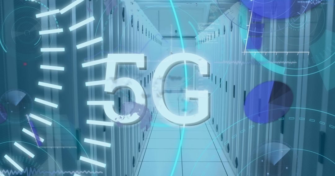 5G Technology Concept with Server Room in Background