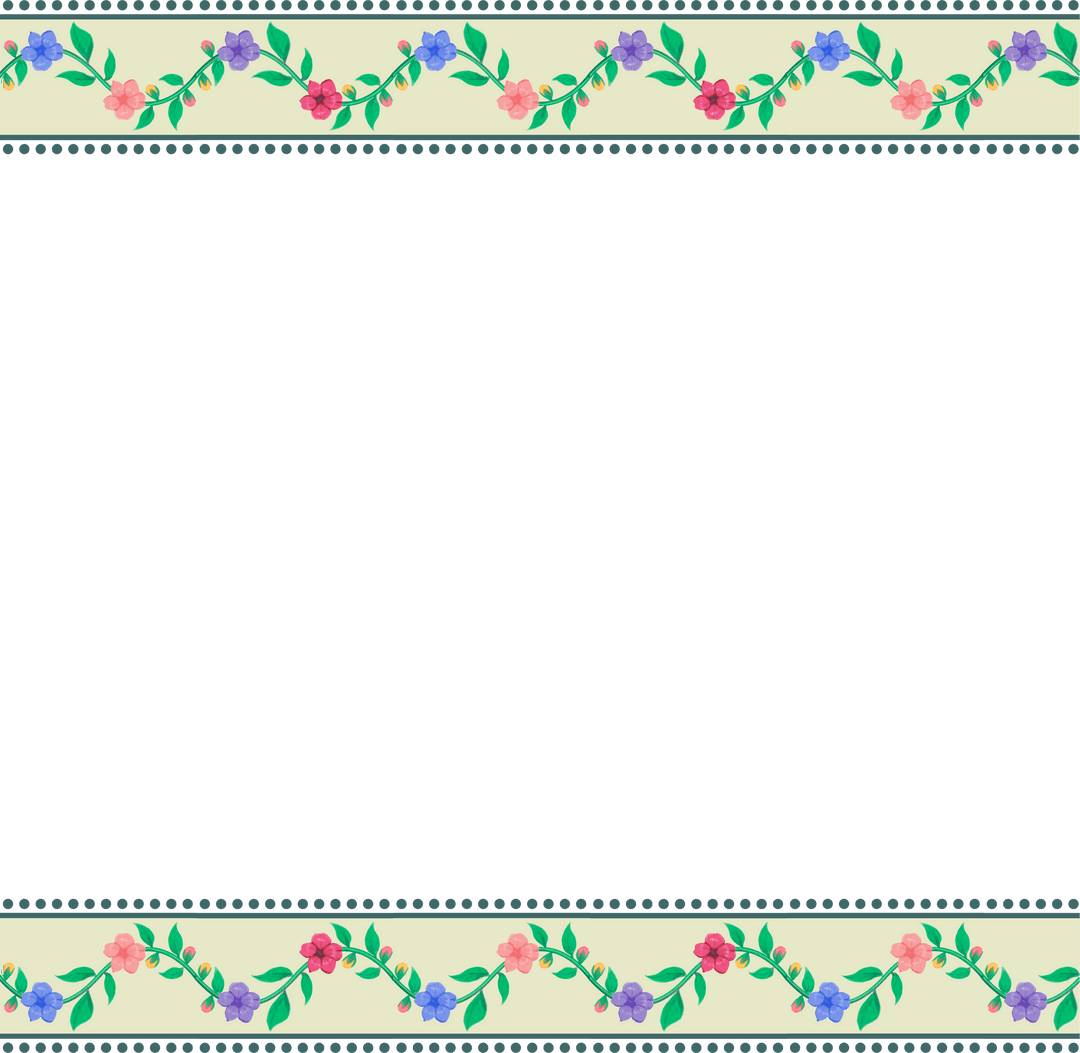 Vintage Floral Garland Pattern on Blue-Green with Transparent Background