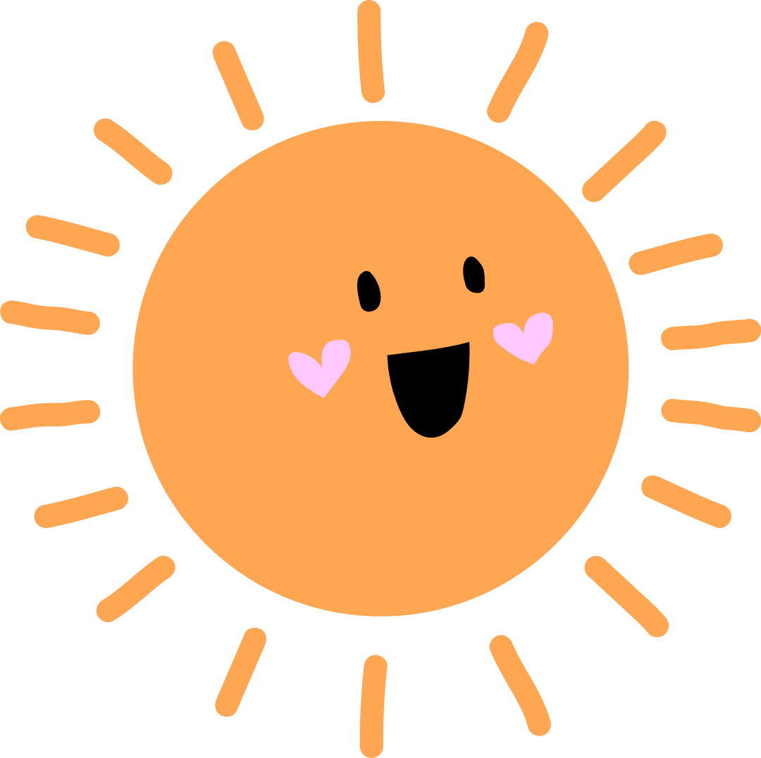Cheerful Sun Cartoon with Heart Cheeks on Transparent Background