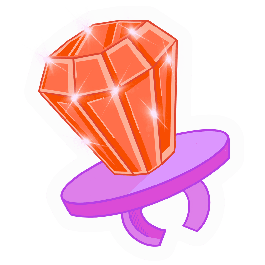 Luxury Pacifier Toy with Orange Gem Glow on Transparent Background