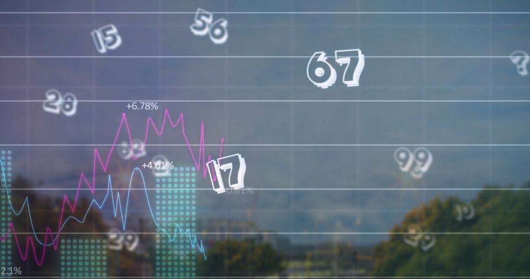 Financial Data Visualization Over Urban Skyline